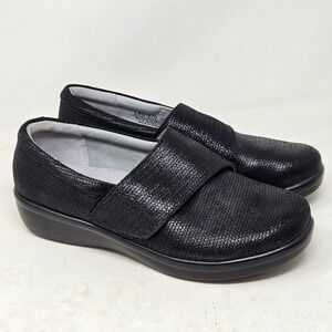 Alegria Lauryn Black Shimmer Leather Slip On Clogs Shoes LAU-870 Womens 38 8-8.5